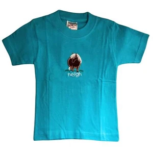 Baby T-Shirt Pony Baumwolle azurblau mit besticktem Nachbar Design kurzärmelig - Bild 1 von 3