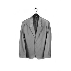 Dolce&Gabbana Men Shiny Grey Suit Cotton Silk Jacket&Pants in sz.  48IT(M)