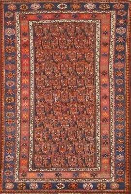 Alfombra Malayer Vintage Paisley Azul Marino/Rojo 4'x7' Lana Hecha a Mano Alfombra Tradicional Foto 1 de 4