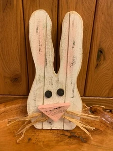 Handmade Primitive Wood Easter Bunny Rabbit Shelf Sitter Tabletop Decor  - Picture 1 of 1