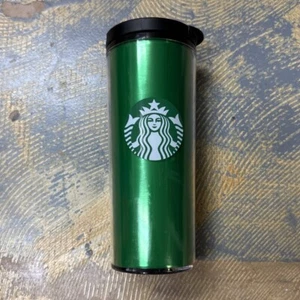 Starbucks Plastic Tumbler 16 OZ with Lid Green Black Print Barista 2020 - Picture 1 of 8