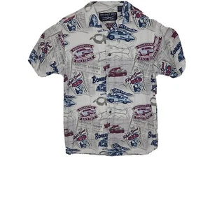 Newport Blue Men's Small Hawaiian shirt Race Cars & Tracks Daytona Cotton Blend - Picture 1 of 6
