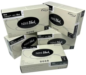 5 Pack „L“INKgrafiX® MAIMED "NITRIL Black " Einweg Handschuhe Schutz Hände 500x - Bild 1 von 6
