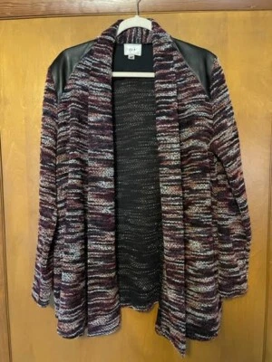 CÁRDIGAN ECI NEW YORK PÚRPURA, NEGRO, MULTI CHENILLA ESTILO ABIERTO CHAL COLOR EN XL Foto 1 de 4