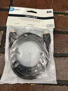 Hdmi Cable 6ft Brand New ONN Black High Speed - Picture 1 of 2