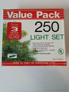 Value Pack 250 light set , over 117 feet of Christmas lites ,Multi Bulbs ,NEW . - Picture 1 of 12