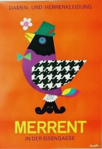 Original vintage poster MERRENT FASHION STORE BIRDMAN 1970 - Picture 1 of 1