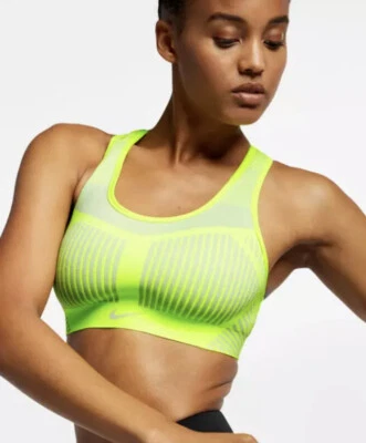 NIKE XS FE/NOM FLYKNIT HIGH SUPPORT SPORTS TRAINING BRA - VOLT AJ4047-702 - Image 1 of 4