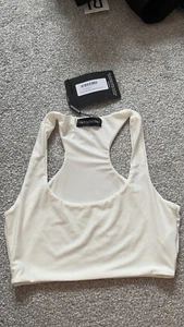 Pretty Little Thing White Slinky Racer Back Crop Top (New With Tags) - Picture 1 of 2