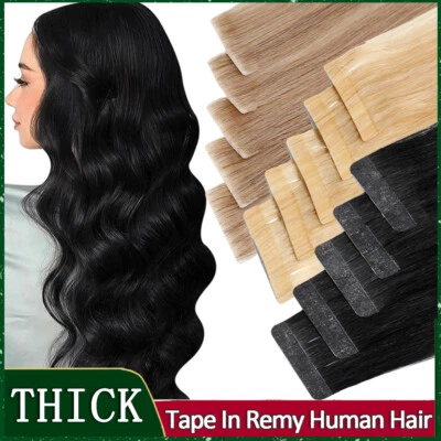 Invisible 100% Real Tape In Human Hair Extensions Skin Weft Full Head Remy Hair - Image 1 of 4
