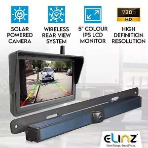 Elinz Solar Powered License Plate Backup Camera Wireless 5" Monitor Rearview Kit - Picture 1 of 2