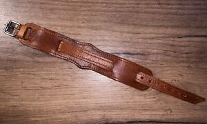 12mm brown leather handmade WW1 WW2 army officer trench watch bund strap band
