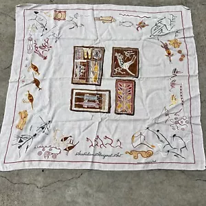 Vintage Stoff australische Aborigines Kunst Känguru Eidechse Stammeshöhle Zeichnung MCM - Bild 1 von 4