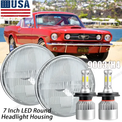 Par de faros LED redondos de 7 pulgadas para Ford Mustang 1965-1973 haz alto/bajo Foto 1 de 4