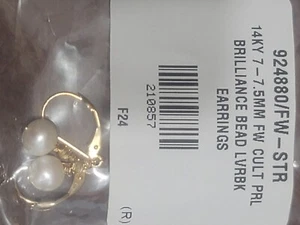 14kt Gold Leverback Earrings 7 MM PEARLS w Gold Bead Drops! - Picture 1 of 3