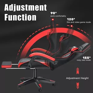 Swivel Office Ergonomic Leather Racing Gaming Chair Gamer Desk Chair Adjustable - Picture 1 of 7