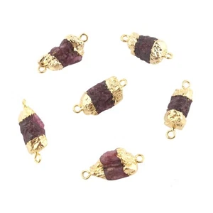 Rough Ruby Yellow Gold Plated DIY Double Bail Making Connector Lot of 6 Pcs - Picture 1 of 4