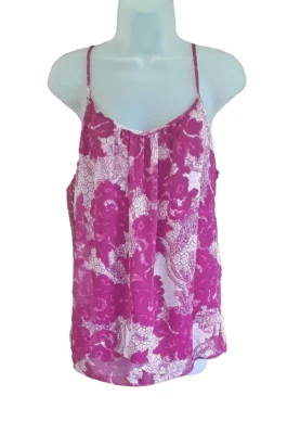 Camiseta sin mangas New York & Company para mujer fucsia forrada floral talla L grande Foto 1 de 3