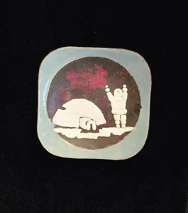 Inuit Enamel Copper Metal Dish Artist Signed Eren Canada 1974 - Picture 1 of 8