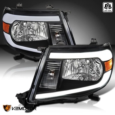 Fits Black 2005-2011 Toyota Tacoma Headlights Signal Lamps LED Tube Bar LH+RH Foto 1 de 4