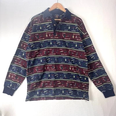 Camisa polo vintage Gant Salty Dog para hombre manga larga tema pesca rayas talla M Foto 1 de 4