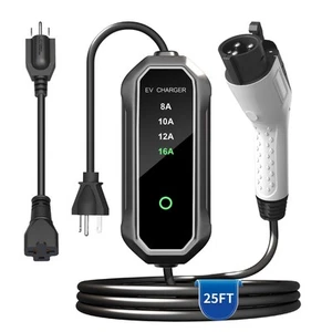 Portable 16 Amp Level 1 & 2 EV Charger for all Non-Tesla EVs 120/240V, 25Ft Cord - Picture 1 of 7