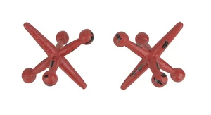 Zeckos Distressed Red Enamel Painted Cast Iron Giant Jack Shaped Bookends - Picture 1 of 5