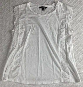 Banana Republic Women’s Small White Blouse Lace Sleeve Top Classic Dressy Shirt - Picture 1 of 7