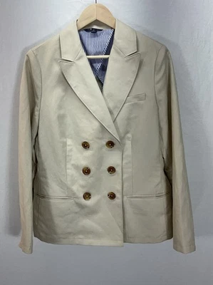 Blazer feminino vintage Brooks Brothers 12 bege linho peito duplo carreira 346 - Imagem 1 de 4