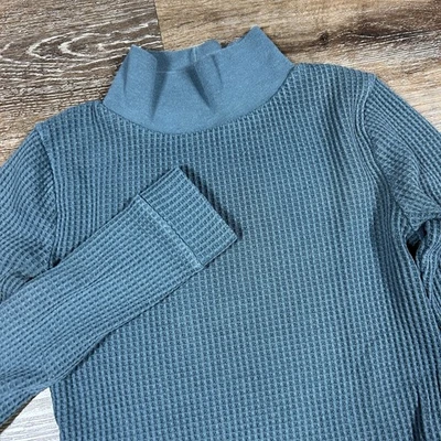 Camisa Aerie Waffle Tejida Cuello Alto Térmica Recortada Top Talla Pequeña Manga Larga Foto 1 de 4