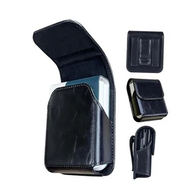 Funda con cinturón para teléfono Samsung Galaxy Z Flip 7 6 5 4 3, cuero negro Foto 1 de 4