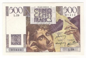 FRANCE  500  Francs  1945  P:129a  XF+   Banque de France - Picture 1 of 2