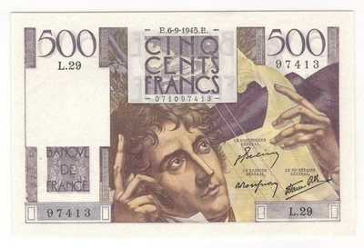 FRANCE  500  Francs  1945  P:129a  XF+   Banque de France - Image 1 of 2