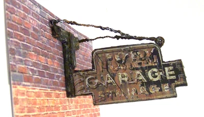 1/18, 1/24 Scale Vintage Distressed Auto/ Junk Yard Garage 2-Sided Hanging Sign - Image 1 of 4