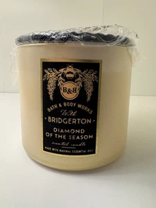 Bath & Body Works Bridgerton Diamond Of The Season grande 3 stoppini candela coperchio vetro - Foto 1 di 5