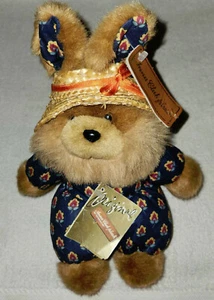 Anna Club Peluche Original Sombrero de Mimbre La Línea de Etiqueta de Cuero Oso Peluche Raro 1993! - Imagen 1 de 13