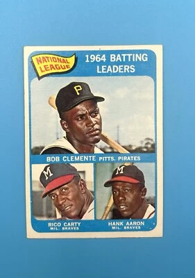 1965 Topps #2 Líderes de bateo de la Liga Nacional - R Clemente H Aaron R Carty casi nuevo+ Foto 1 de 2