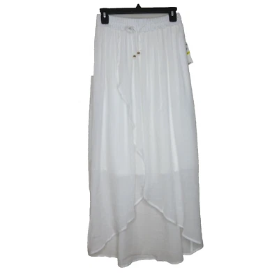 NUEVO CON ETIQUETAS Falda midi Thalia Sodi para mujer envolvente sintética fluida medio forrada blanca M B39 Foto 1 de 4