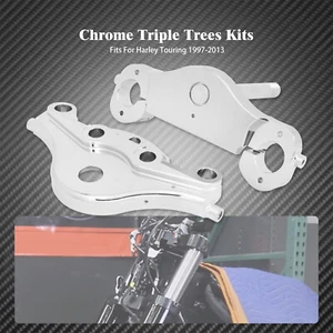 Chrome Raked 21'' 23'' Wheels Triple Trees Kits 11 Degree Fit For Harley 1997-13 - Foto 1 di 11