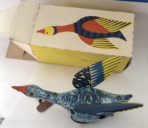 USSR Russian Wind-Up Metal Tin Blue Flapping Duck Toy W/Key *Not Used* 1960s-70s - Picture 1 of 5