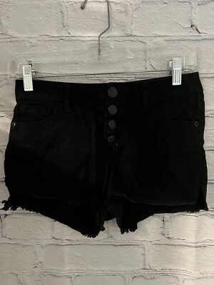 Shorts de corte azul asfalto preto desgastado em excelente estado usado júnior tamanho 5 - Imagem 1 de 4