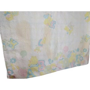 VTG ABC flower bear appl Bedtime Bear Sweet Dreams Baby/Toddler Flannel Blanket - Picture 1 of 8