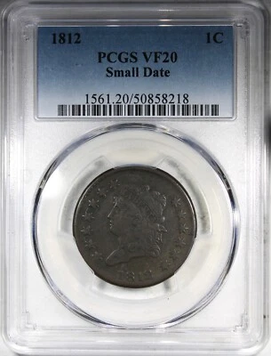 1812 Classic Head Large Cent PCGS VF20 Small Date Variety - Image 1 of 4