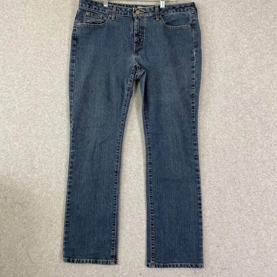 Jeans halógenos para mujer 14L (36x30,5) azul tiro medio pierna recta elástico denim Foto 1 de 4