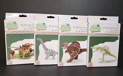 Wild Creatures 3D Dinosaur Puzzles - Lot of 4, Cardboard Construction, Ages 6+ - Image 1 of 4
