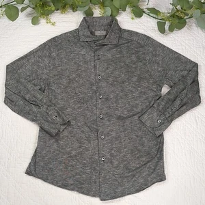 Camisa de vestir gris manga larga Canali para hombre con botones talla XL - Imagen 1 de 11