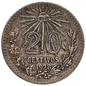 1928 Mexico 20 CENTAVOS .720 Silver Coin KM-438 #1209 - Picture 1 of 3