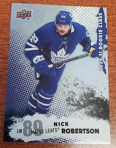 Tarjeta de clase de novato Nick Robertson ""toronto Maple Leafs"" 2020-21 cubierta superior - Imagen 1 de 1