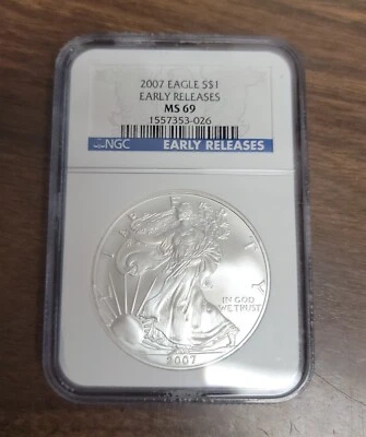 American Silver Eagle 2007 - NGC MS69 - Lanzamientos tempranos... Foto 1 de 4