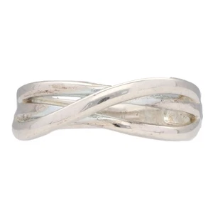 Sterling Silver 7mm Woven Band – Freeform Crossover Design Ring, Size 8, Modern - Picture 1 of 4
